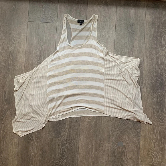 Aritzia Dilemma Tank Top Blouse Draped Stripe Flowy Sleeveless Cream White XS - Picture 3 of 15
